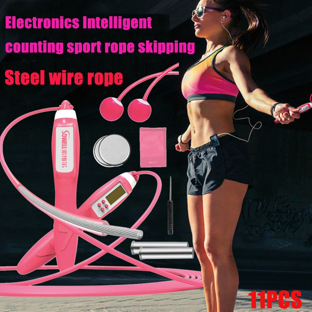 11 in 1 electronic counting rope Jump Skip Ropes with Counter Sports Fitness Adjustable Fast Speed Lose Weight rope