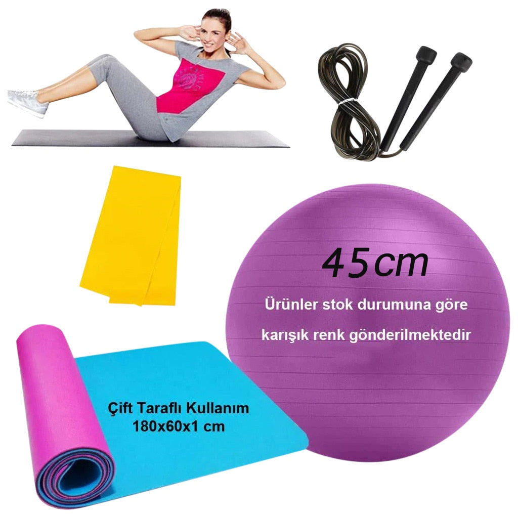 4Pcs Yoga Ball Set Yoga Brick Pulling Ring Fitness Equipments Set Stretching Strap Resistance Loop Band Yoga Cotton Woven Belt