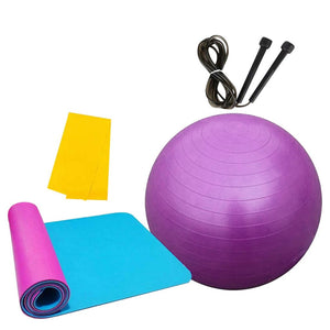 4Pcs Yoga Ball Set Yoga Brick Pulling Ring Fitness Equipments Set Stretching Strap Resistance Loop Band Yoga Cotton Woven Belt