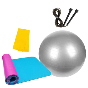 4Pcs Yoga Ball Set Yoga Brick Pulling Ring Fitness Equipments Set Stretching Strap Resistance Loop Band Yoga Cotton Woven Belt