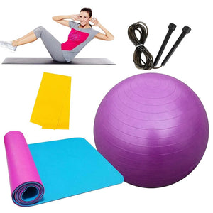 4Pcs Yoga Ball Set Yoga Brick Pulling Ring Fitness Equipments Set Stretching Strap Resistance Loop Band Yoga Cotton Woven Belt