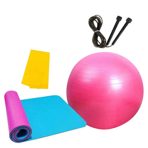 4Pcs Yoga Ball Set Yoga Brick Pulling Ring Fitness Equipments Set Stretching Strap Resistance Loop Band Yoga Cotton Woven Belt