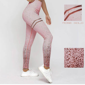 Fashion Women Stretch Running Fitness Yoga Pants Hot Stamping Tight High Waist Elasticity Sports Yoga Clothing