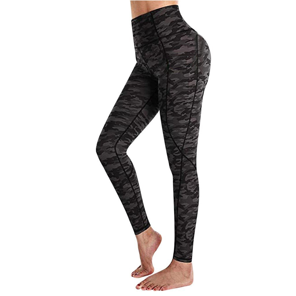 Women Fitness Pants Women's Corset Hip Lift Yoga Pants Pockets Leopard Print High Waist Workout Leggings Running Pants