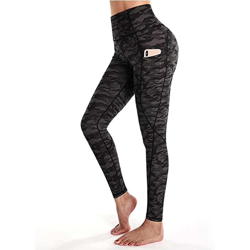 Women Fitness Pants Women's Corset Hip Lift Yoga Pants Pockets Leopard Print High Waist Workout Leggings Running Pants