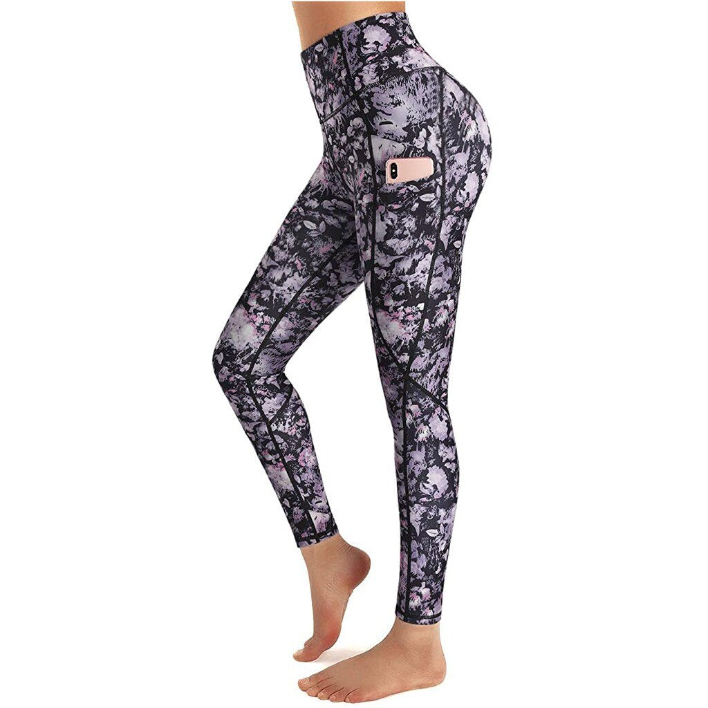 Women Fitness Pants Women's Corset Hip Lift Yoga Pants Pockets Leopard Print High Waist Workout Leggings Running Pants