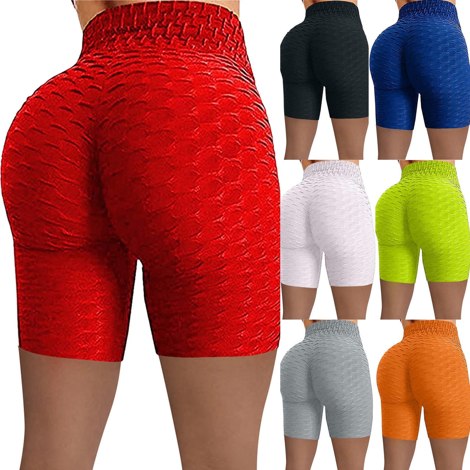 Women Plus Size Comfort Seamless Yoga Pants Biker Shorts Wrinkled High Waist Hip Stretch Running Fitness Yoga Pants