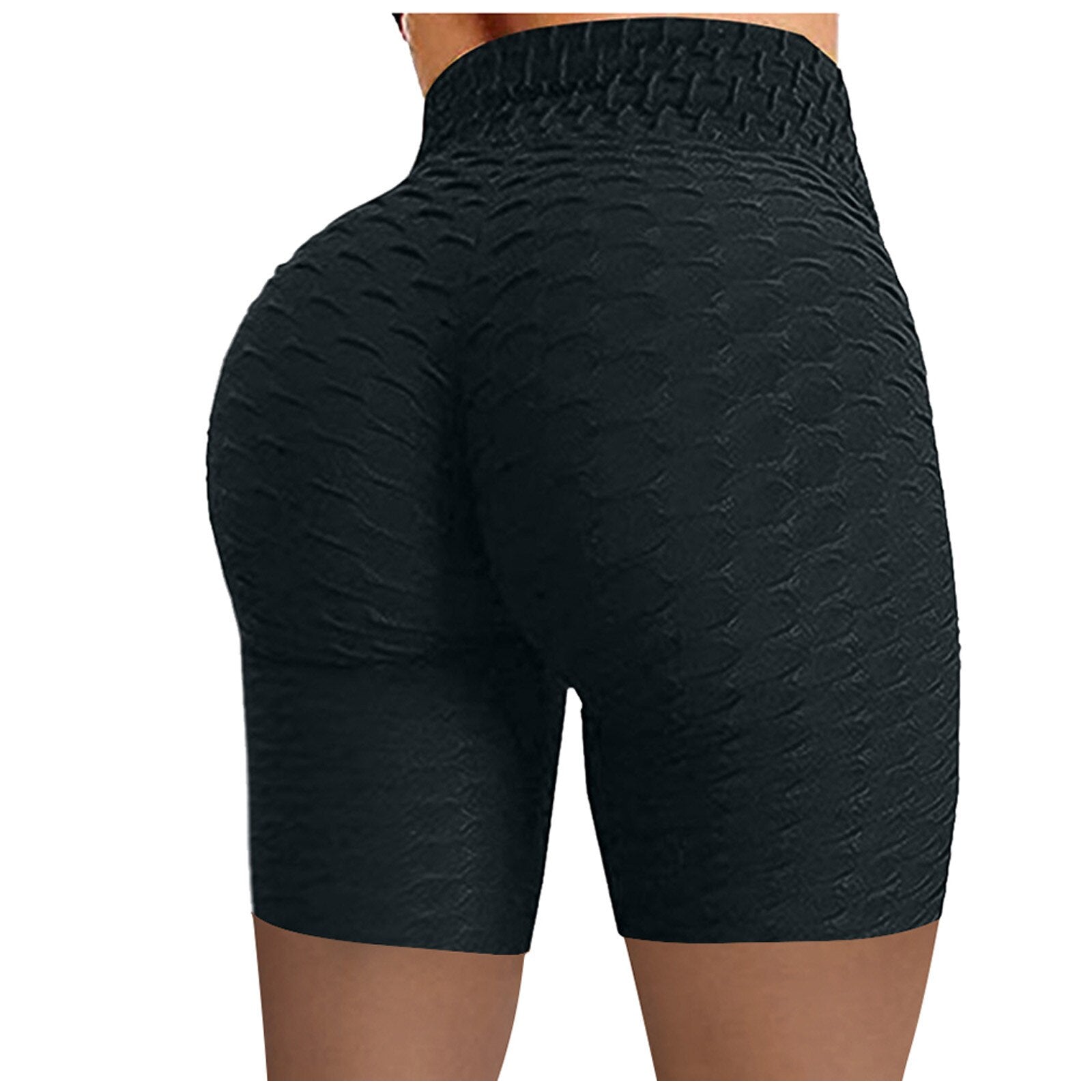 Women Plus Size Comfort Seamless Yoga Pants Biker Shorts Wrinkled High Waist Hip Stretch Running Fitness Yoga Pants