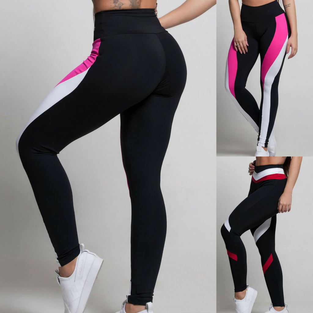 Women's Mixed Color Unexpected Net Red Print Stretch Yoga Pants Dance High Waist Pencil Pants Women Leggings Sport Pants