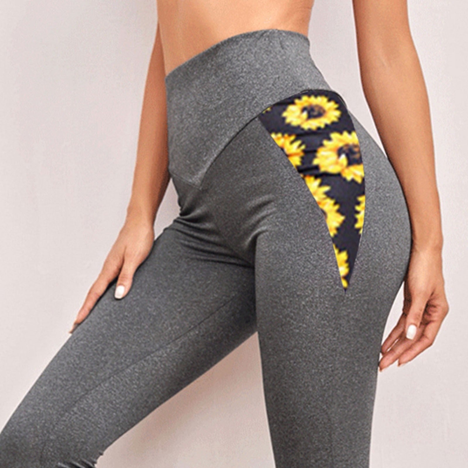 Women's Sexy Bubble Butt Legging Ladies Sportswear Workout Printed Sunflower Stitching Slim Long Sports Leggings Yoga Pants