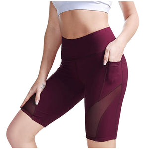 Women's Women Fitness With Pocket Yoga Pants High Waist Yoga Short Abdomen Control Training Running Yoga Pants