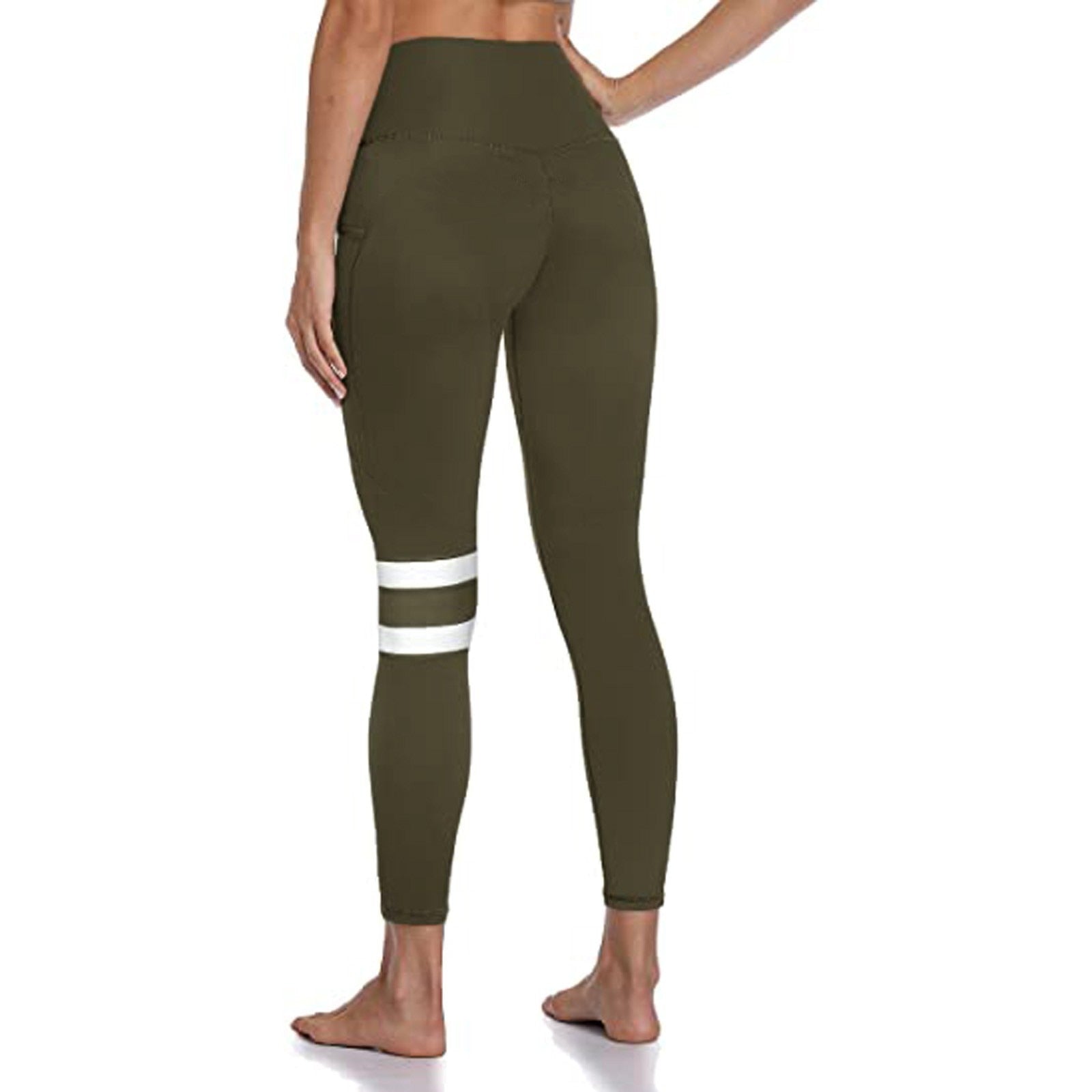 Womens  Patchwork Sport Leggings High Waist Tights Pants Leggings Pockets Running Sports Full Length Active Pants