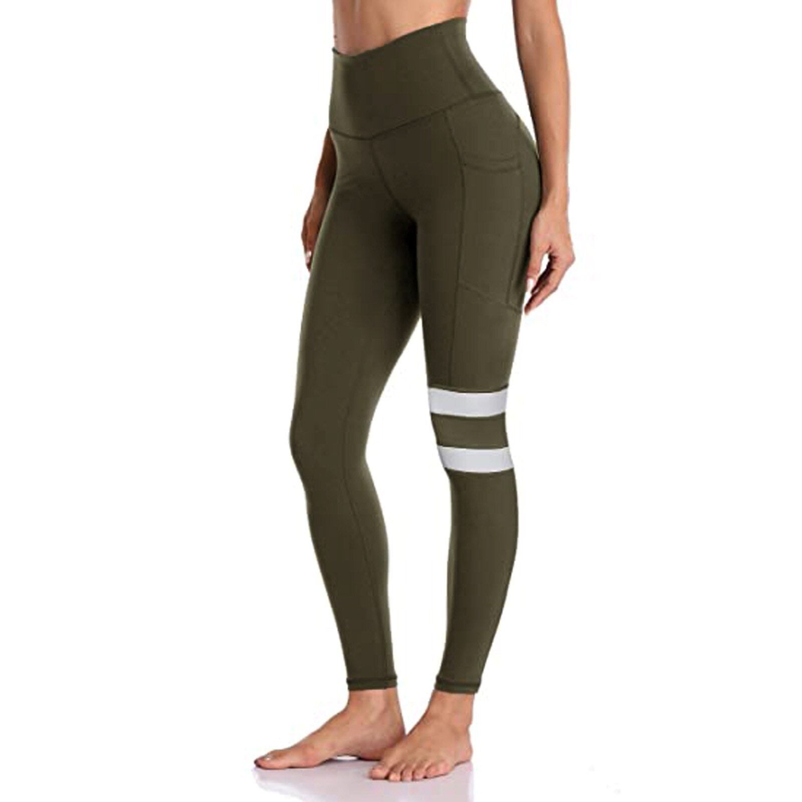 Womens  Patchwork Sport Leggings High Waist Tights Pants Leggings Pockets Running Sports Full Length Active Pants