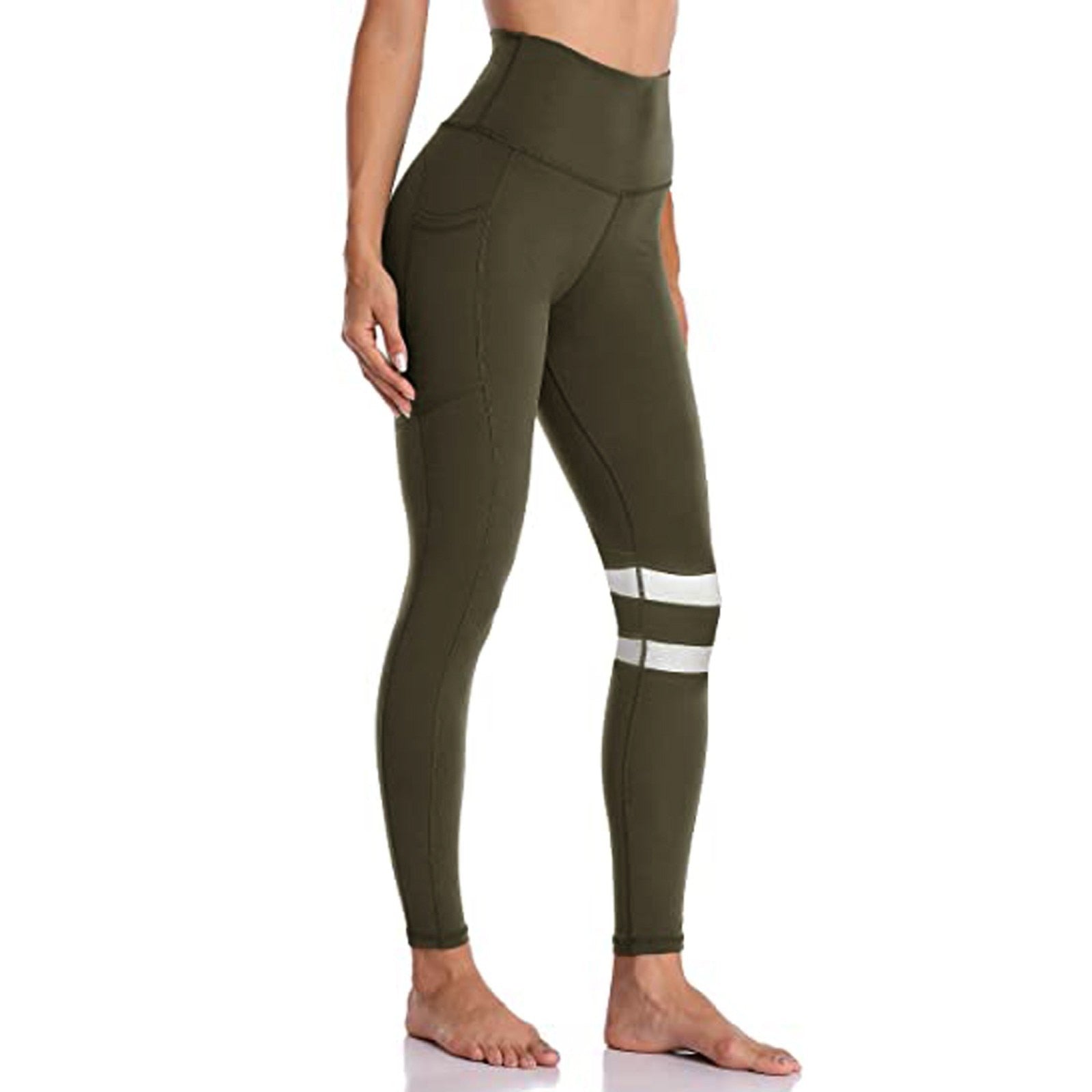 Womens  Patchwork Sport Leggings High Waist Tights Pants Leggings Pockets Running Sports Full Length Active Pants