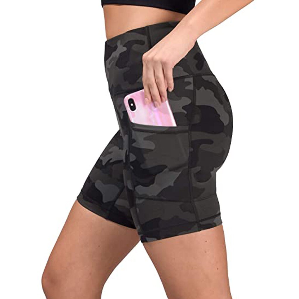 Womens Print Casual Shorts Women Summer Hot Workout Shorts Scrunch Booty Yoga Pants Camouflage Pockets Leggings