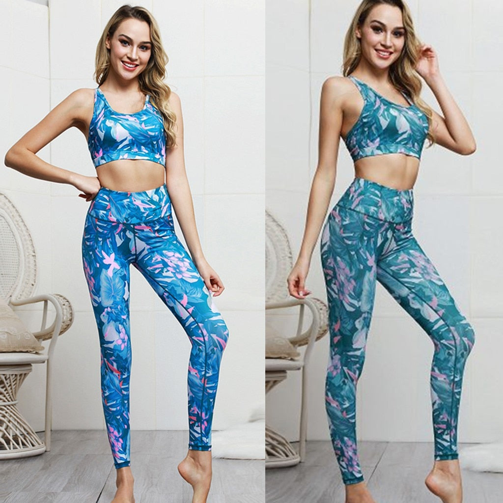 modern print design Ladies' Print High Waist Hip Bottom Pants Running Fitness Yoga Blouse Pant Suit Breathable Comfortable