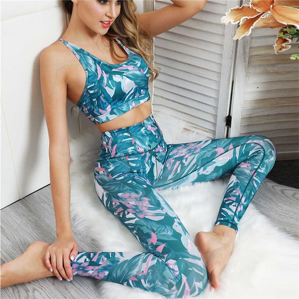 modern print design Ladies' Print High Waist Hip Bottom Pants Running Fitness Yoga Blouse Pant Suit Breathable Comfortable