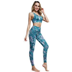 modern print design Ladies' Print High Waist Hip Bottom Pants Running Fitness Yoga Blouse Pant Suit Breathable Comfortable